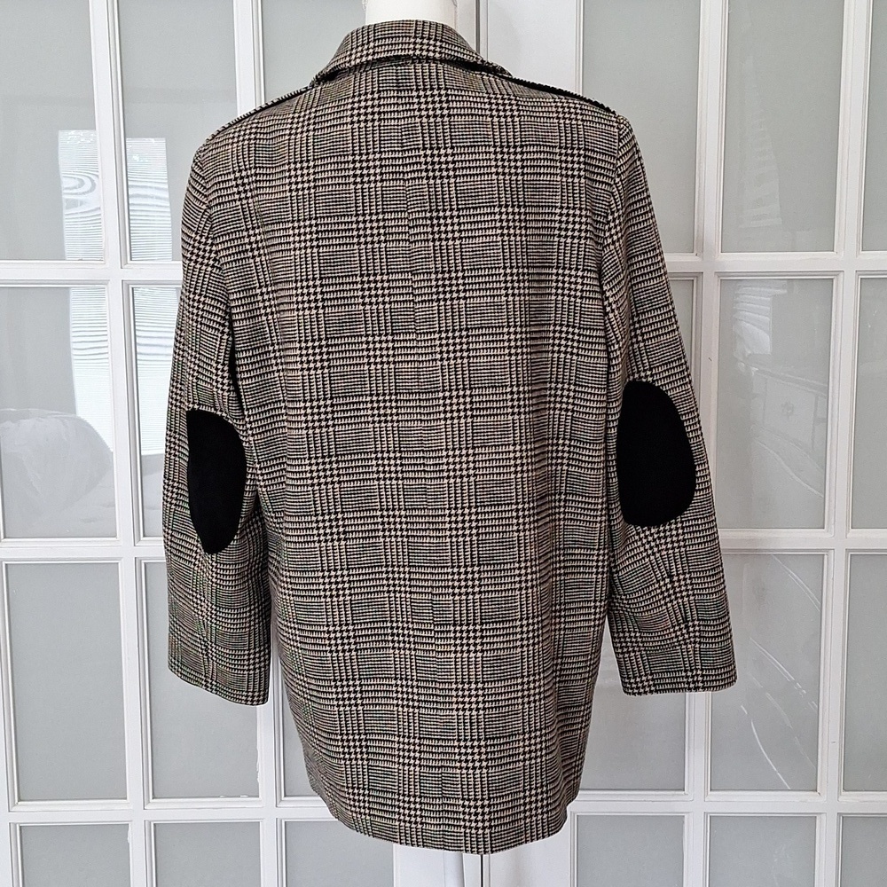 Vintage Harve Benard Houndstooth Plaid Wool Double Breasted Peacoat Size - 14 - Picture 5 of 16